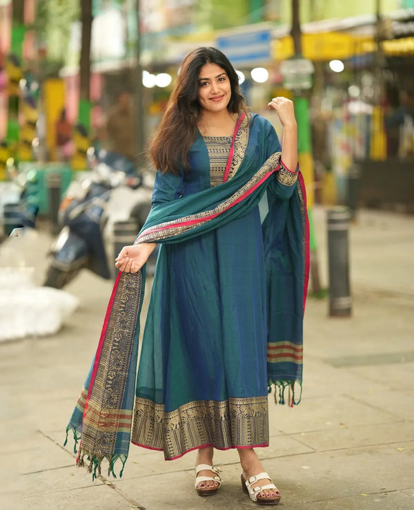 Narayanpet Anarkali Kurta & Dupatta Set