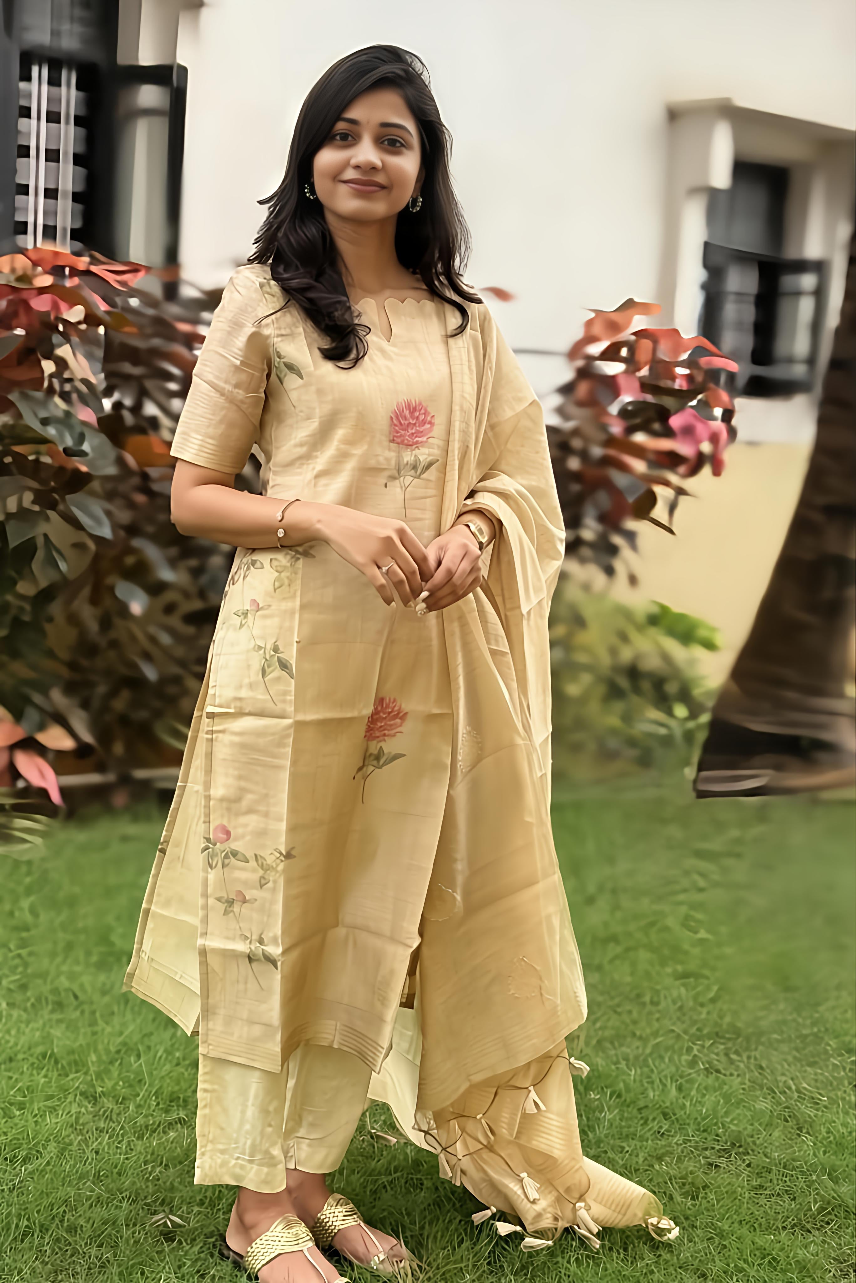 Tissue Silk Kurti Pant And Dupatta