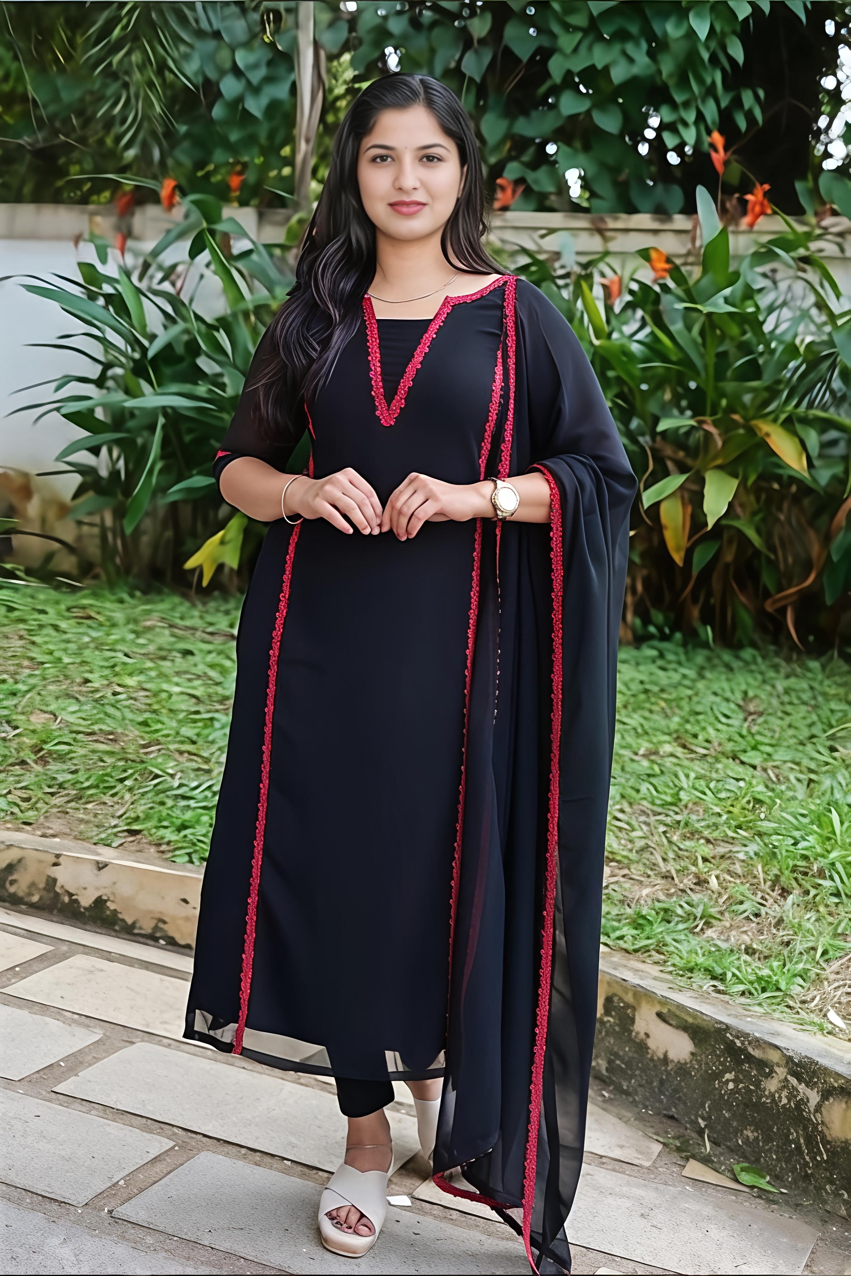 Ethnic Wardrobe With This Elegant Black Straight-Cut Kurta Set