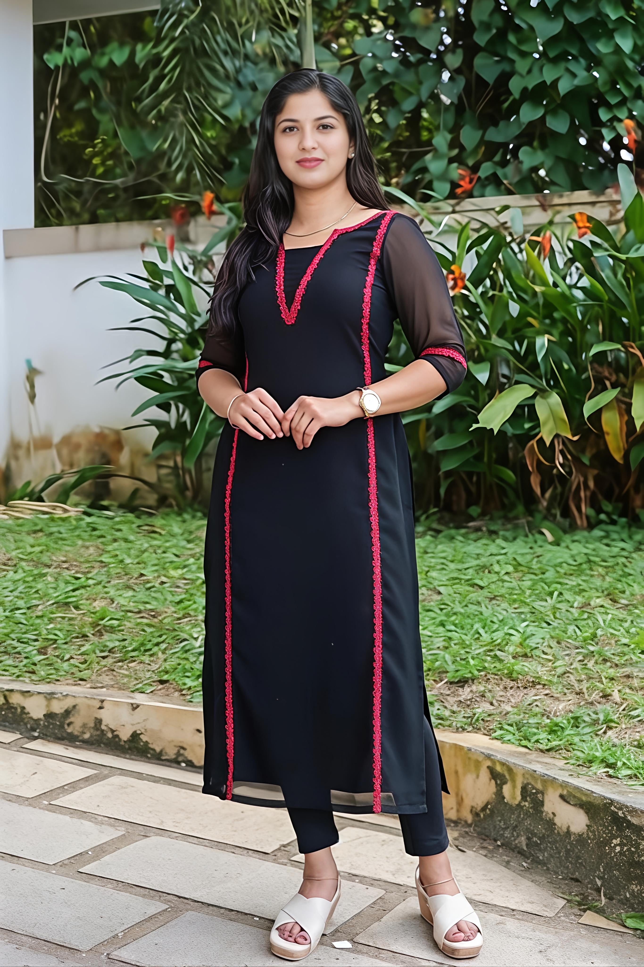 Ethnic Wardrobe With This Elegant Black Straight-Cut Kurta Set