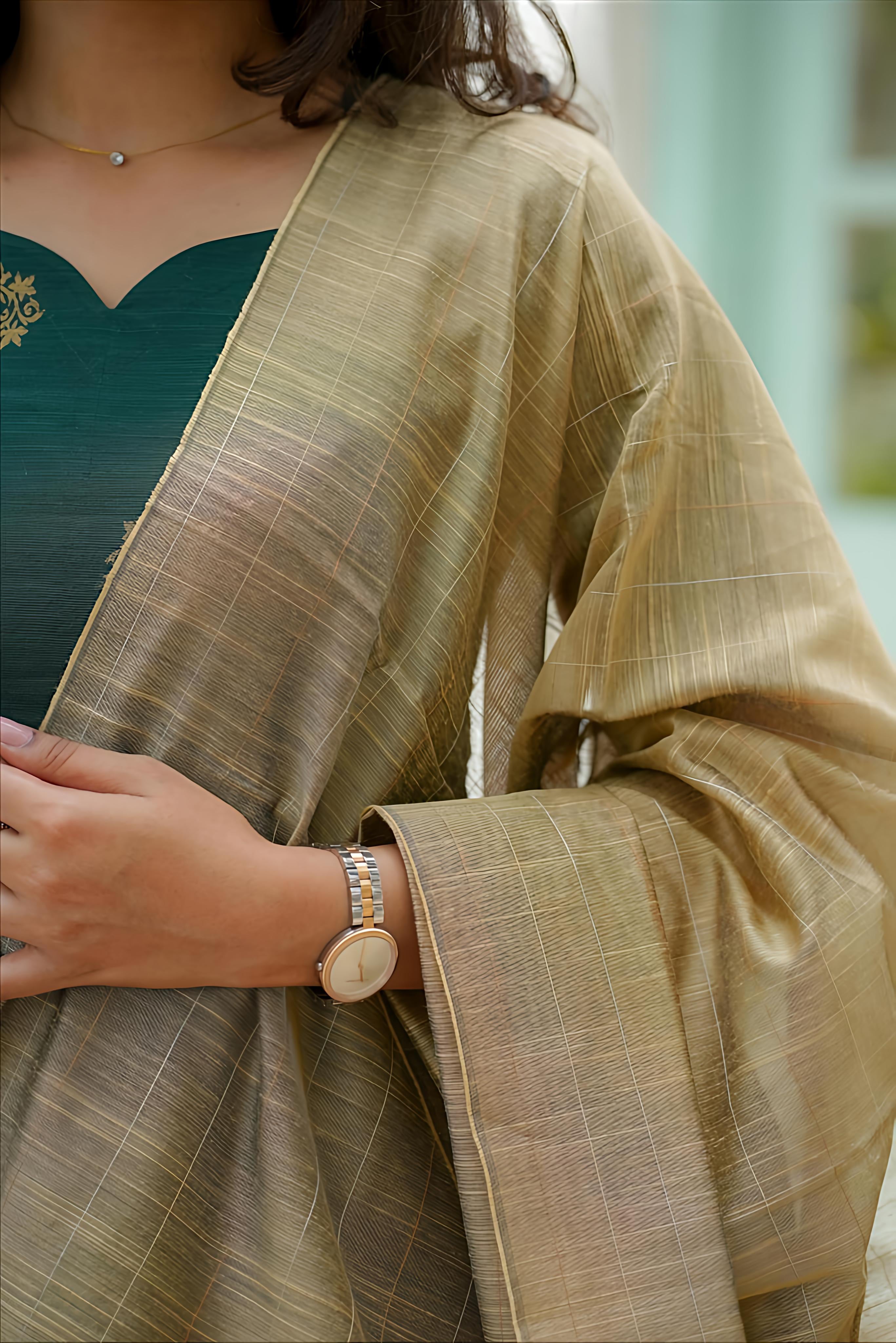 Classic Green Raw Silk Kurti With Matching Straight Pants Paired