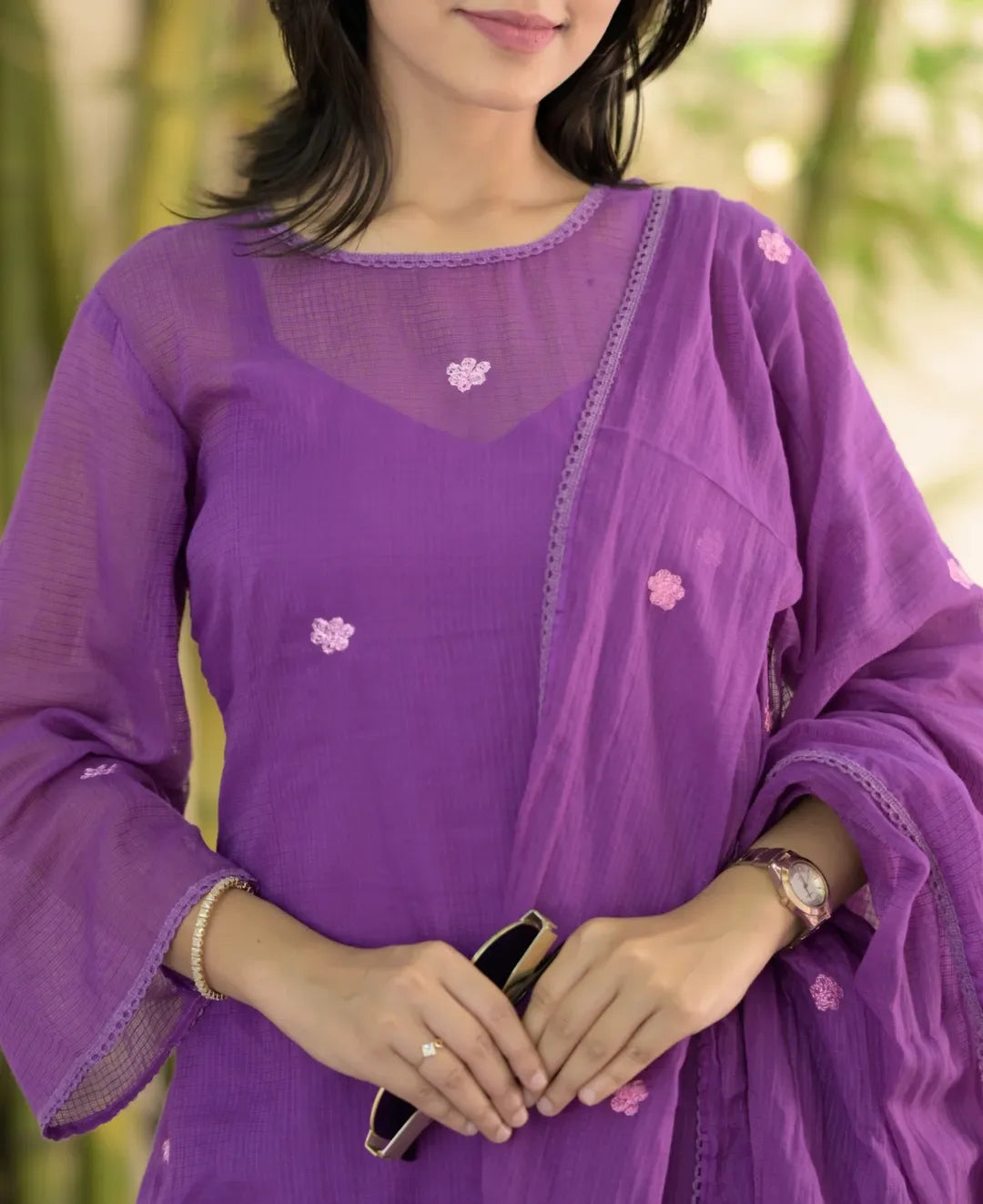 Mehrang Purple Chanderi Kurta Set