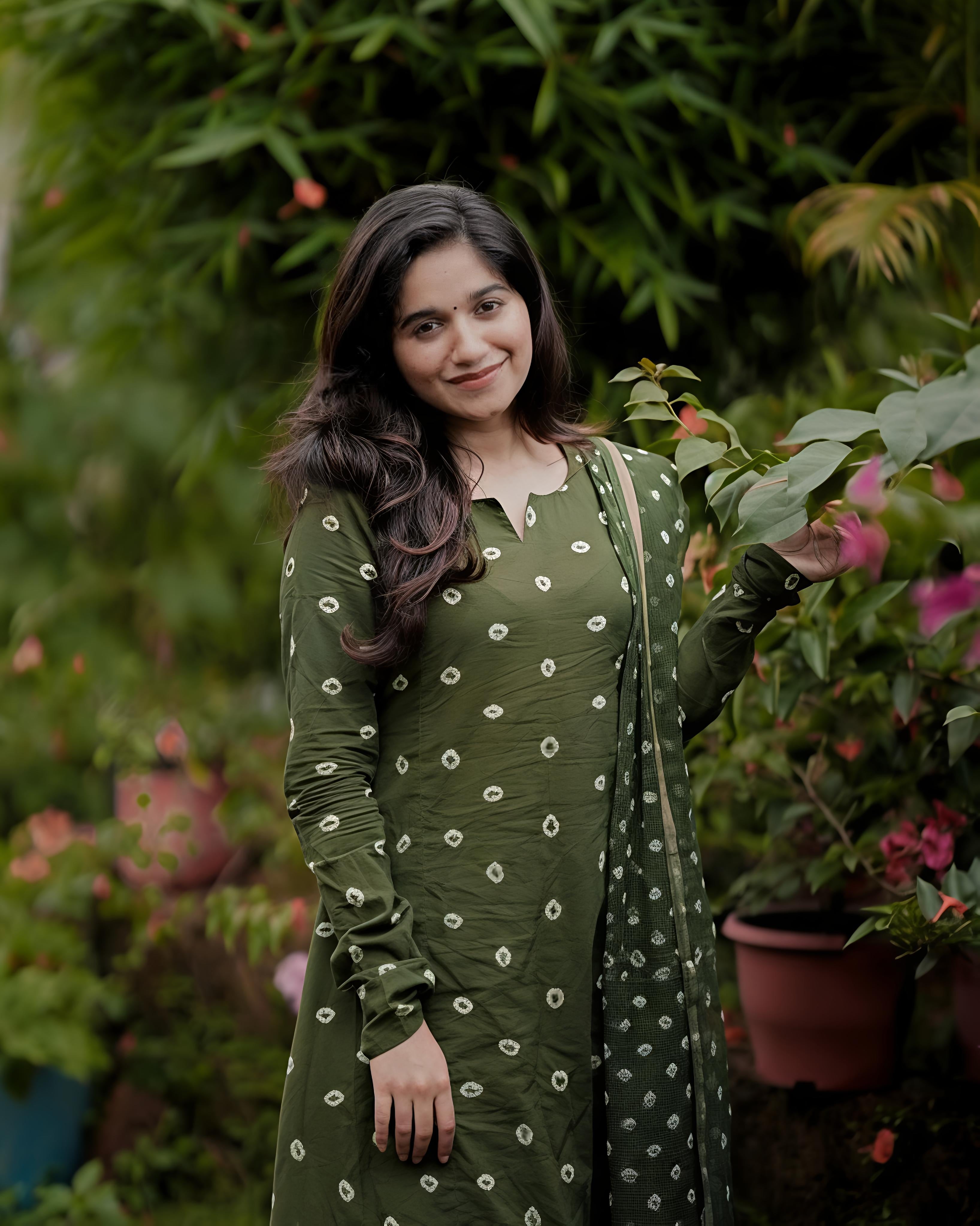 Green Bandhani Stitched Salwar Set