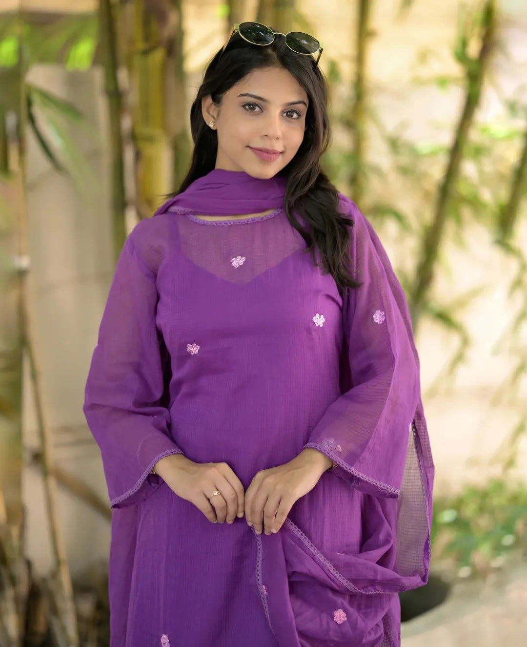 Mehrang Purple Chanderi Kurta Set
