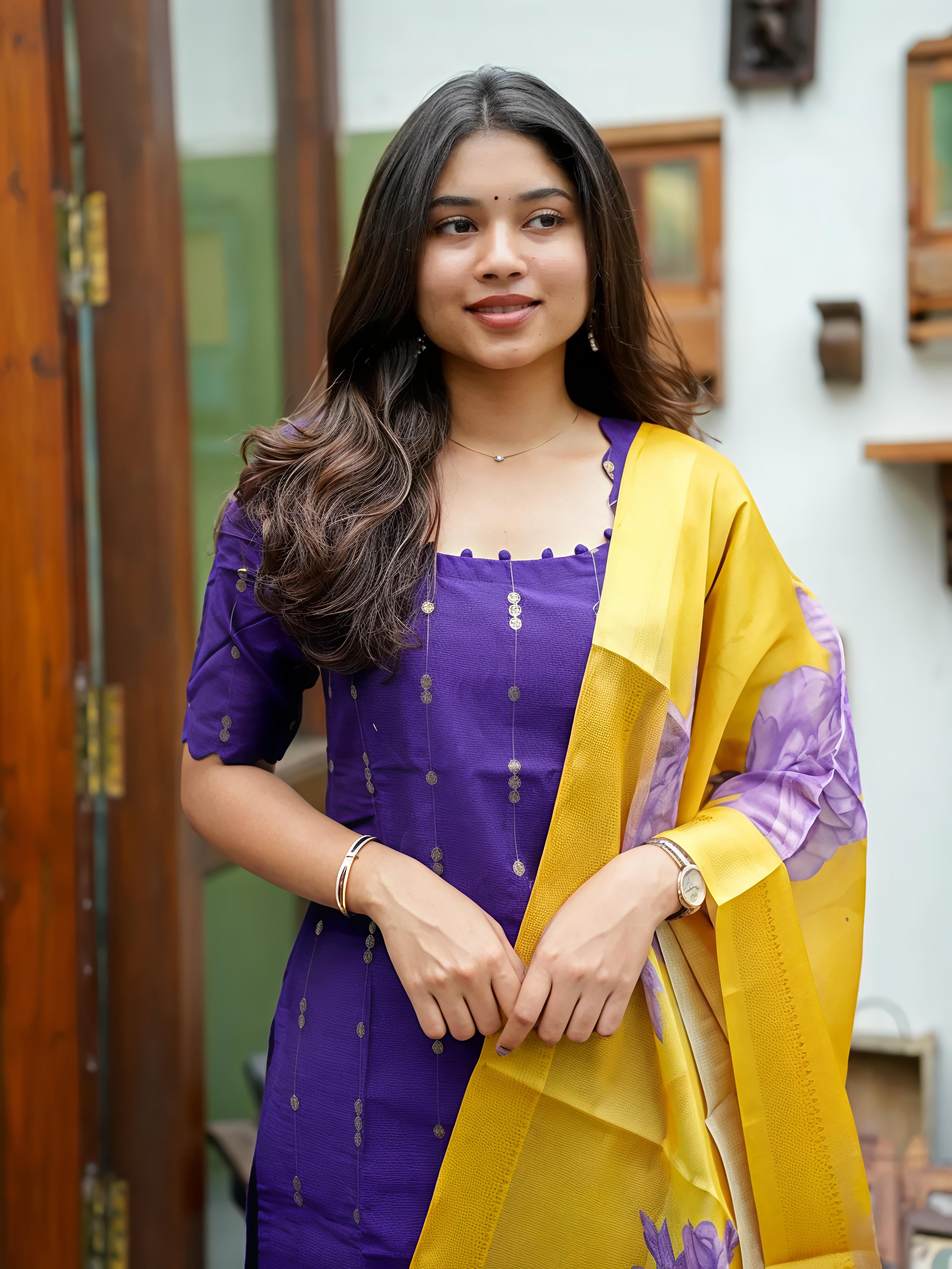 Rawsilk Co-Order Sets With Printed Dupatta